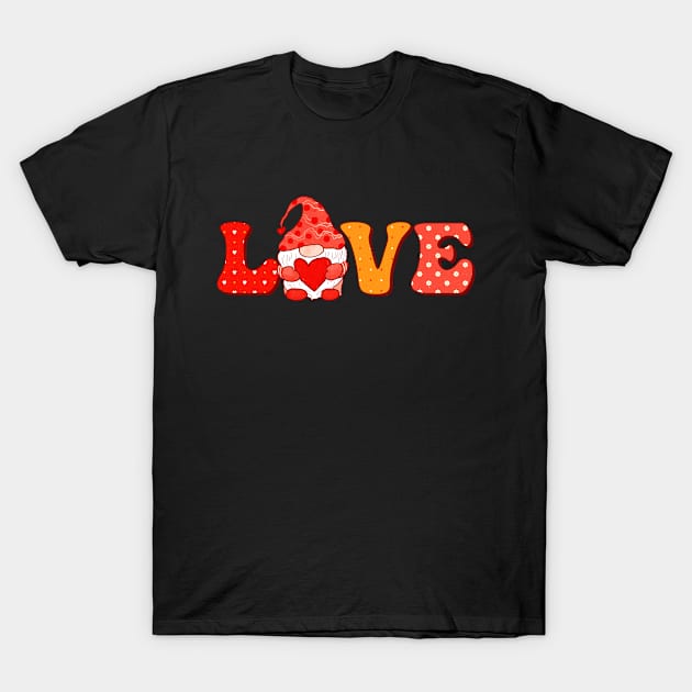 Vintage Valentine Gnome in the word Love T-Shirt by tropicalteesshop